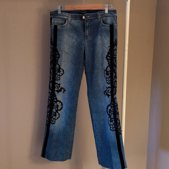 Roberto Cavalli Denim - Roberto Cavalli vintage denim jeans with silk and velvet embroidery